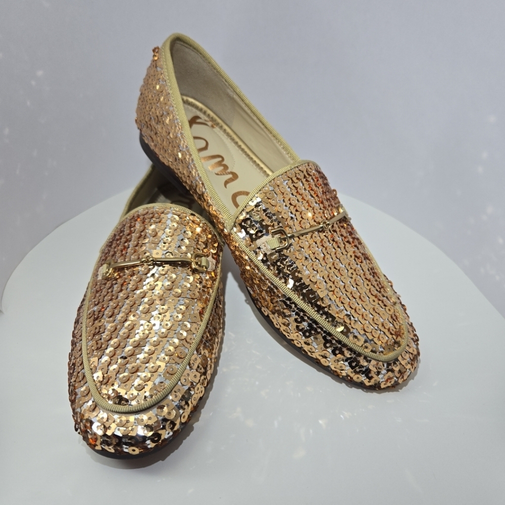 Sam Edelman Girls Gold Sequin Loafers